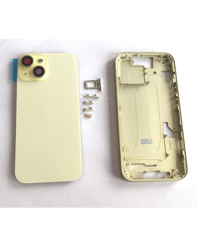 Chasis Central y Tapa Trasera para Iphone 15 - Amarillo