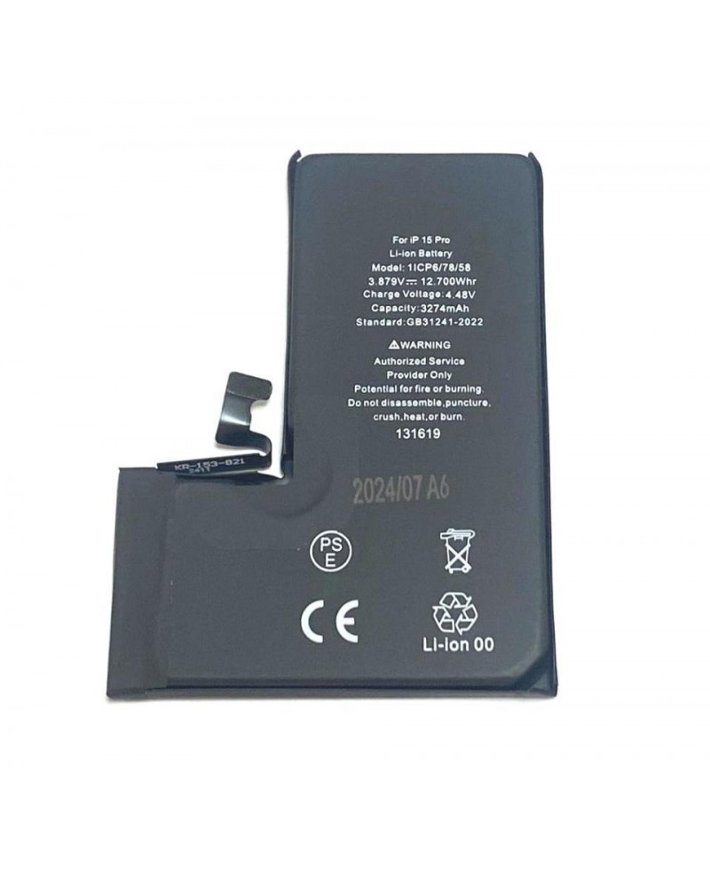 Battery for Iphone 15 Pro 3274mAh A2848 A3101 A3102 A3104