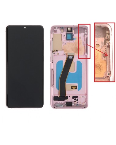 LCD e ecrã tátil com moldura rosa para Samsung Galaxy S20 G980 G980F S20 5G G981 G981F Qualidade TFT