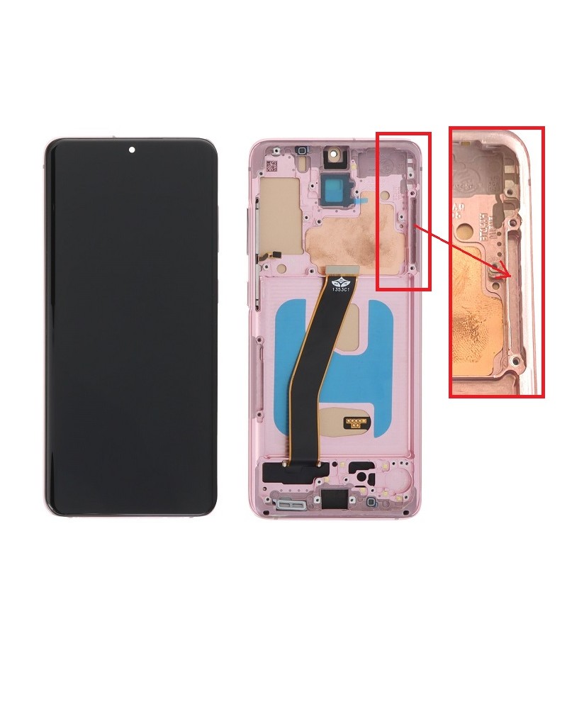 LCD e ecrã tátil com moldura rosa para Samsung Galaxy S20 G980 G980F S20 5G G981 G981F Qualidade TFT