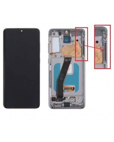 LCD e ecrã tátil com moldura cinzenta para Samsung Galaxy S20 G980 G980F S20 5G G981 G981F Qualidade Oled