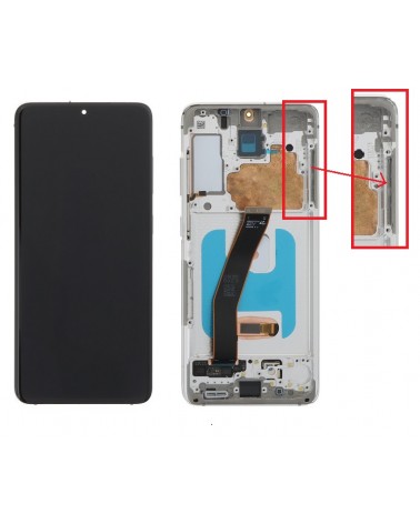 LCD e ecrã tátil com moldura prateada para Samsung Galaxy S20 G980 G980F S20 5G G981 G981F Qualidade Oled