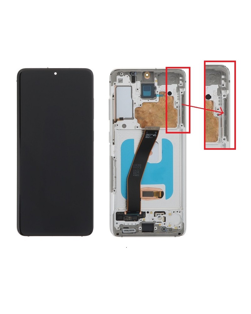 LCD e ecrã tátil com moldura prateada para Samsung Galaxy S20 G980 G980F S20 5G G981 G981F Qualidade Oled