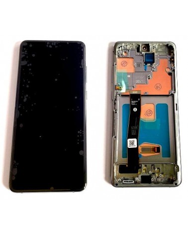 Pantalla LCD y Tactil con Marco Gris para Samsung Galaxy S20 Ultra G988 SM-G988B   S20 Ultra 5G   Calidad Oled  