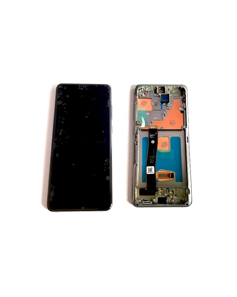 Pantalla LCD y Tactil con Marco Gris para Samsung Galaxy S20 Ultra G988 SM-G988B   S20 Ultra 5G   Calidad Oled  