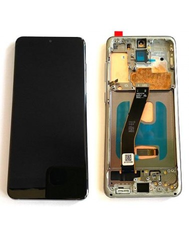 Pantalla LCD y Tactil con Marco Gris para Samsung Galaxy S20 G980 G980F   S20 5G G981 G981F   Calidad Oled  