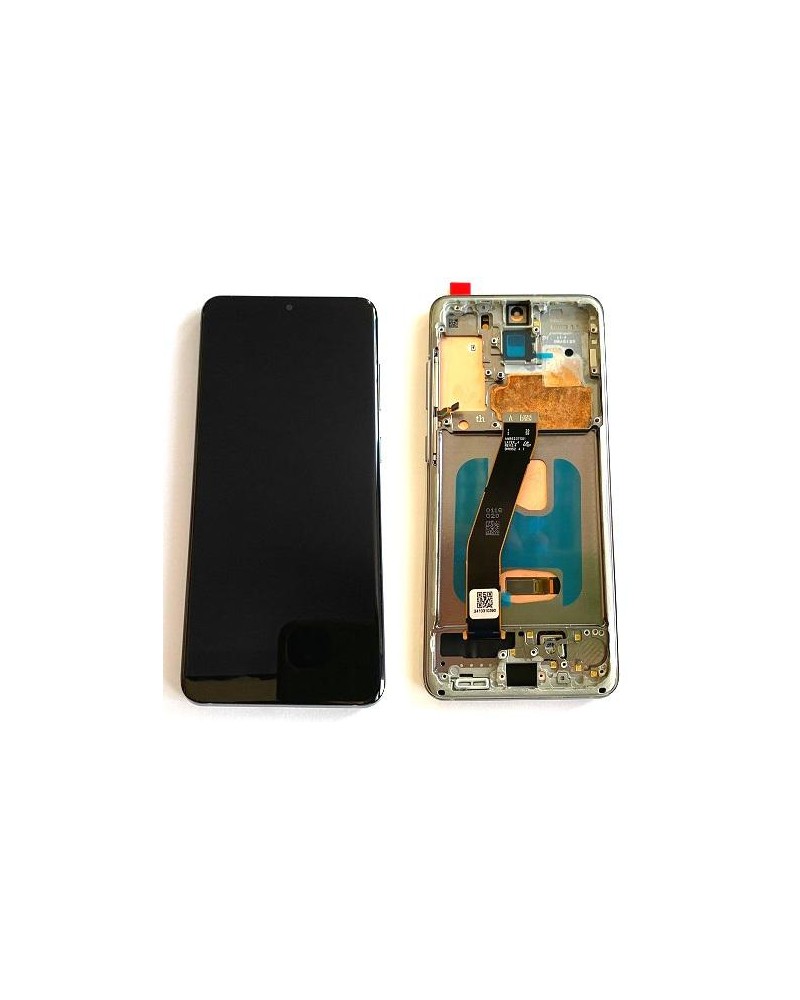 LCD e ecrã tátil com moldura cinzenta para Samsung Galaxy S20 G980 G980F S20 5G G981 G981F Qualidade Oled