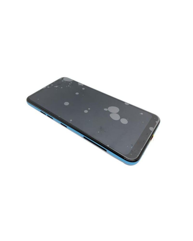 Ecrã de substituição com moldura azul para LG K50 Q60 - Preto 1 SIM