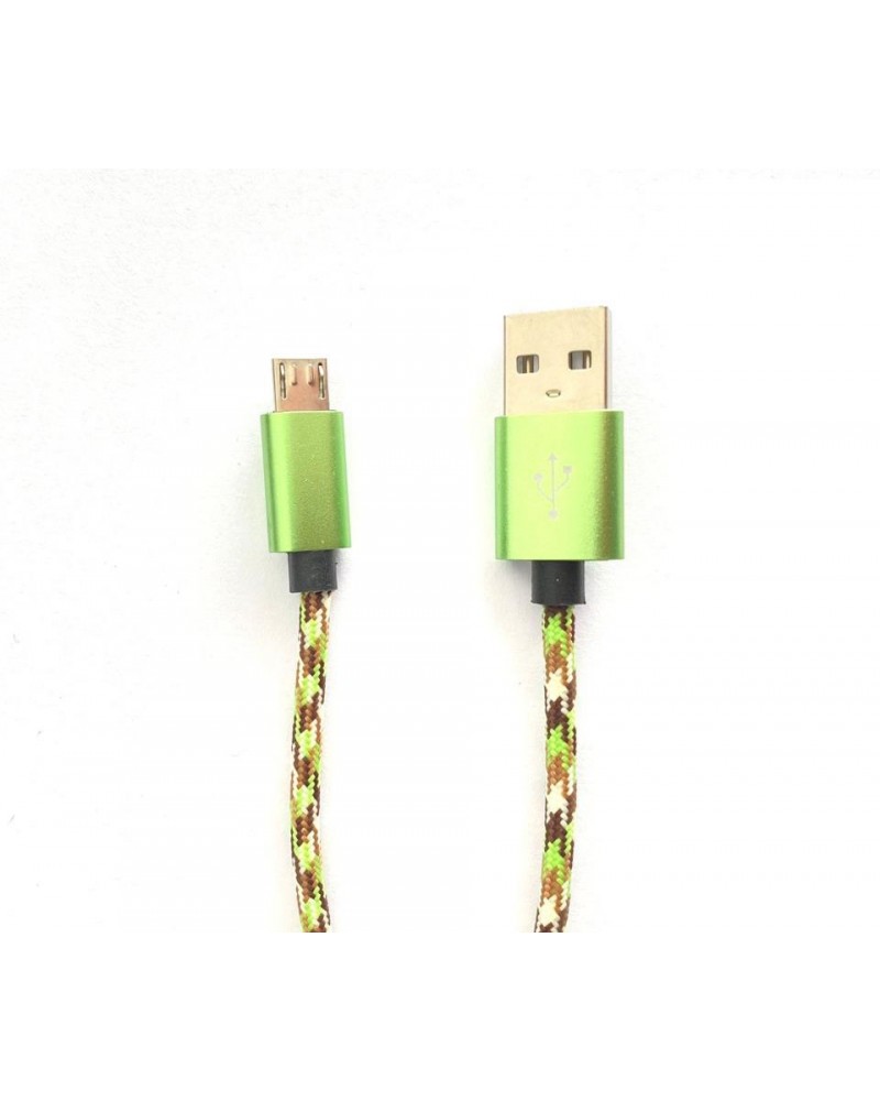 Cabo micro USB de 1 metro fabricado em nylon multi-verde