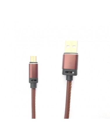 Cabo Micro USB de 1 metro em pele castanha