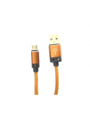 Cabo Micro USB de 1 metro em pele Camel