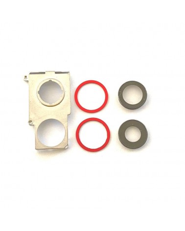 Set Embellecedor y Lente para iPhone 12  12 Mini -Rojo