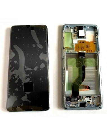 LCD e ecrã tátil com moldura Cloud Blue para Samsung S20 Plus G986 Service Pack