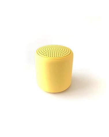 Mini altifalante cilíndrico sem fios amarelo com carregamento USB