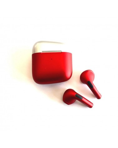 Red Wireless Bluetooth Headset with Charging Case