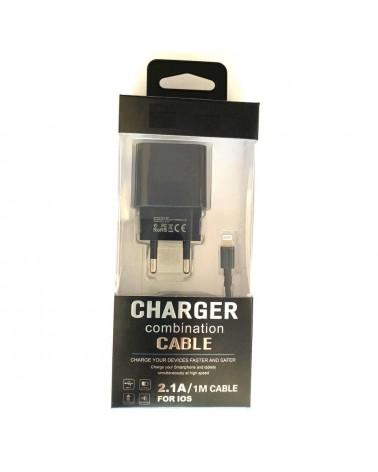 Carregador de rede eléctrica preto para Iphone 2 1A 1 metro