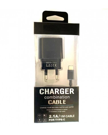 Mains Charger Type C black 2 1A 1 metre