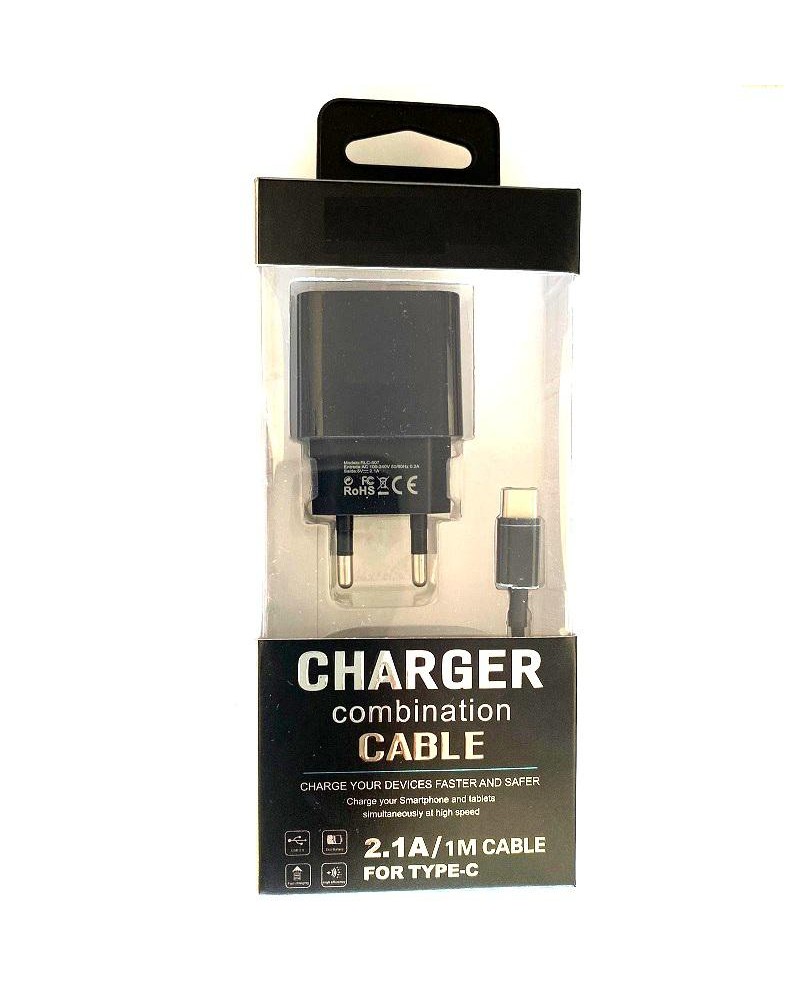 Mains Charger Type C black 2 1A 1 metre