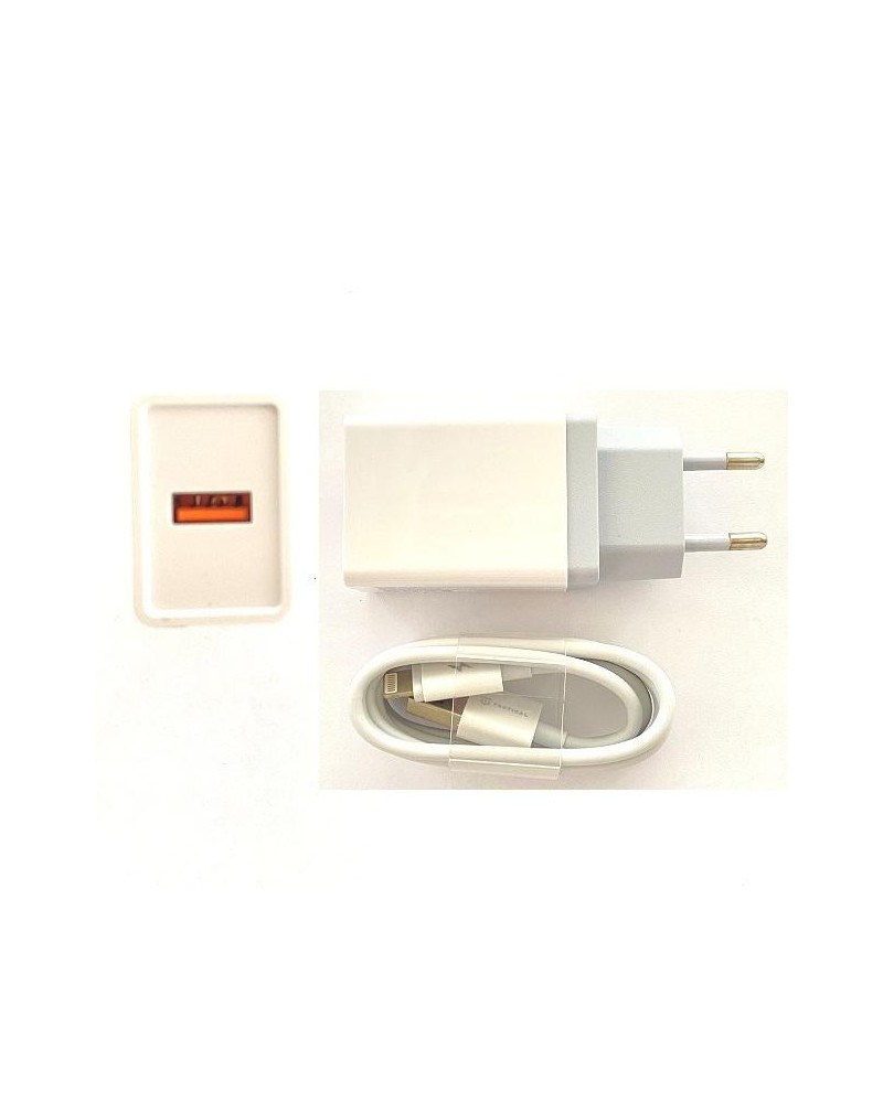 Adaptador de Carga 230V 3 1A con 1 puerto USD y Cable USB para Iphone