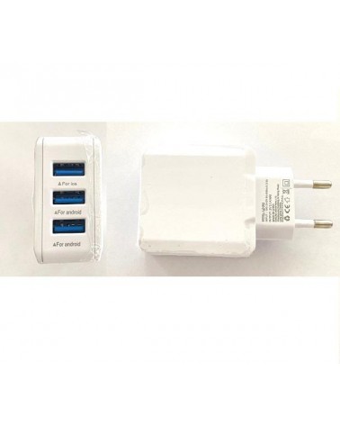 Adaptador de carregamento 230V 3 1A Branco com 3 portas USB