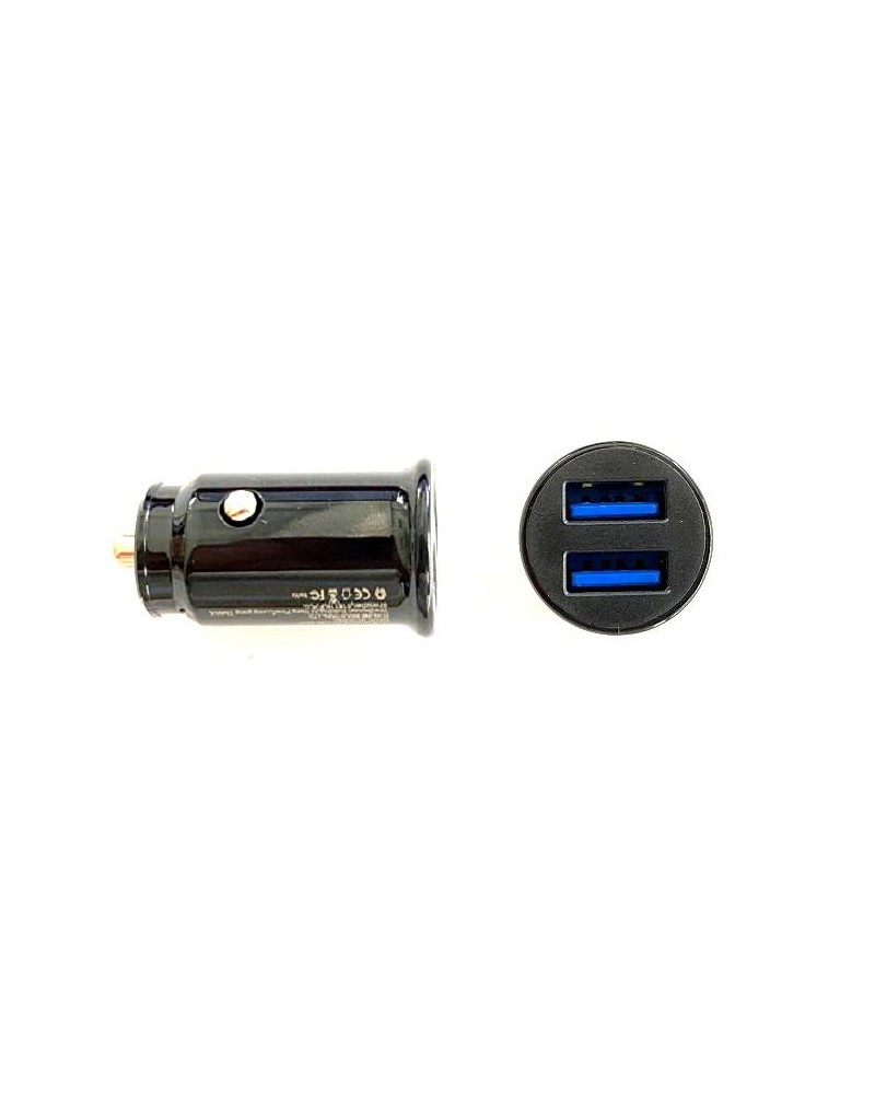 Adaptador de carregamento para automóvel preto 2 4A com 2 portas USB