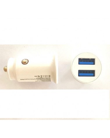 Adaptador de carregamento para automóvel branco 2 4A com 2 portas USB