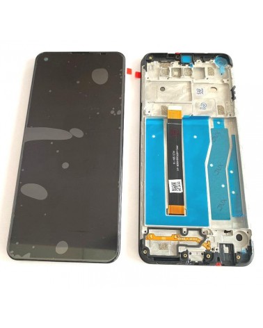 LCD e ecrã tátil com moldura para LG K51S Preto