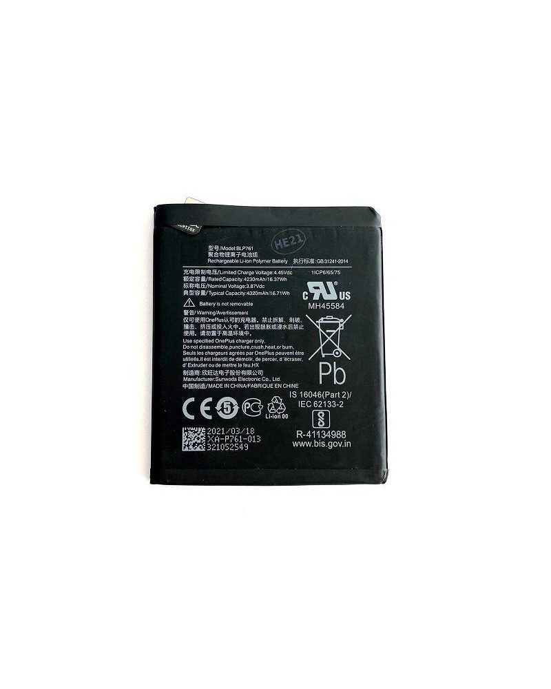 Bateria BLP849 para Realme GT 5G RMX2202 4500 mAh Service Pack