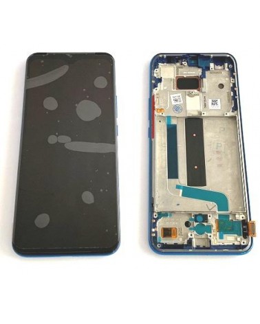 Pantalla LCD y Tactil con Marco Azul para Xiaomi Mi 10 Lite 5G M2002J9G Negra   Calidad OLED  