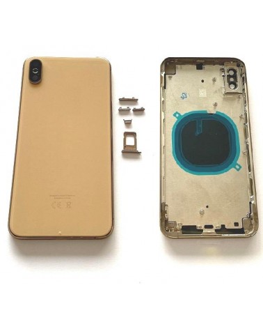 Caixa central ou chassis com tampa traseira para Iphone Xs Max - Ouro