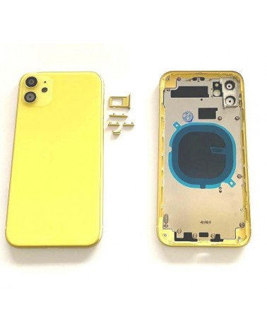 Centre Case Or Chassis With Back Cover For Iphone 11 - Yellow