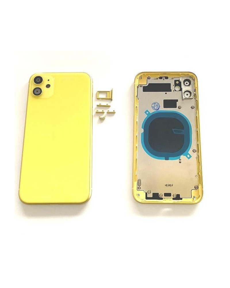 Centre Case Or Chassis With Back Cover For Iphone 11 - Yellow