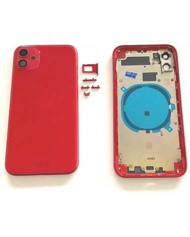 Centre Case Or Chassis With Back Cover For Iphone 11 - Red