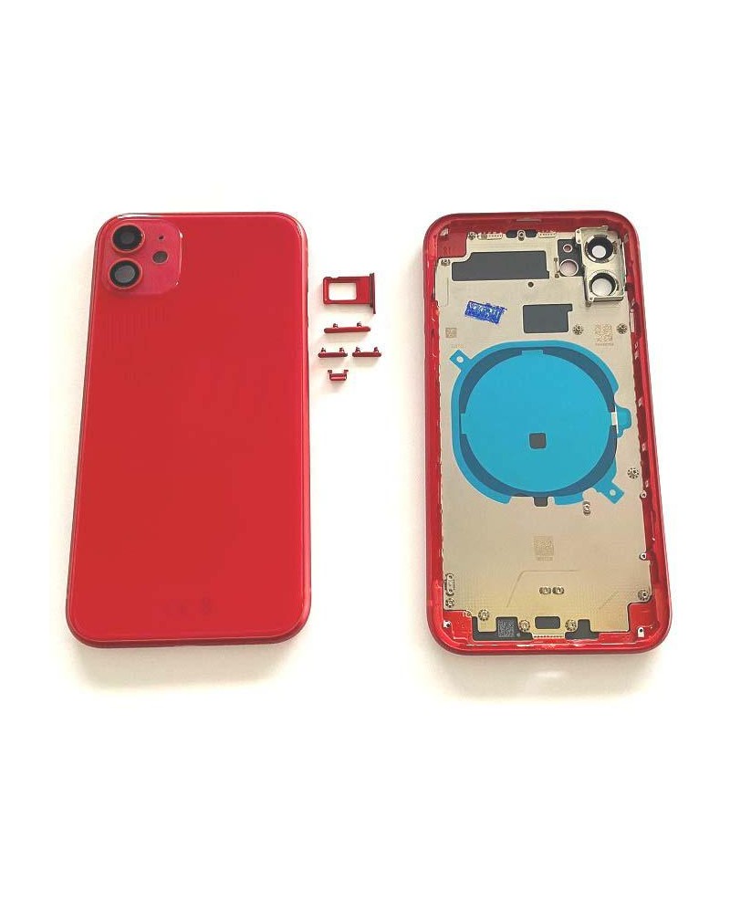 Centre Case Or Chassis With Back Cover For Iphone 11 - Red