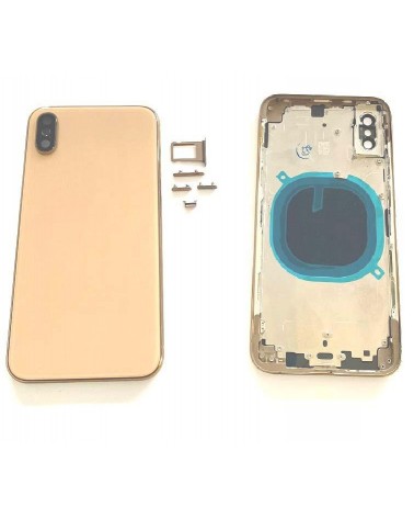 Iphone XS Centre Chassis Or Case With Cover - Gold/Gold