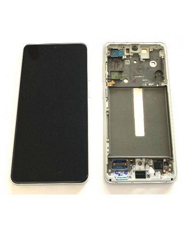 LCD e ecrã tátil com moldura branca para Samsung Galaxy S21 FE S21FE S21FE G990B Service Pack