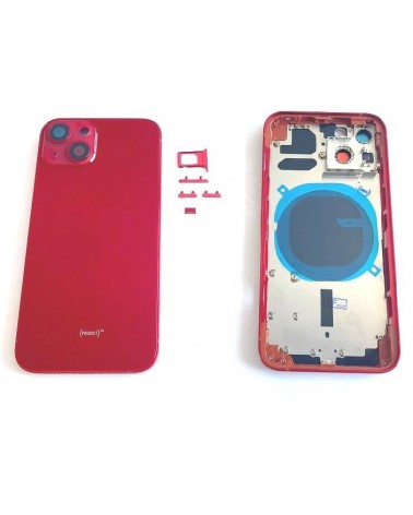 Centre Case Or Chassis With Back Cover For Iphone 13 - Red