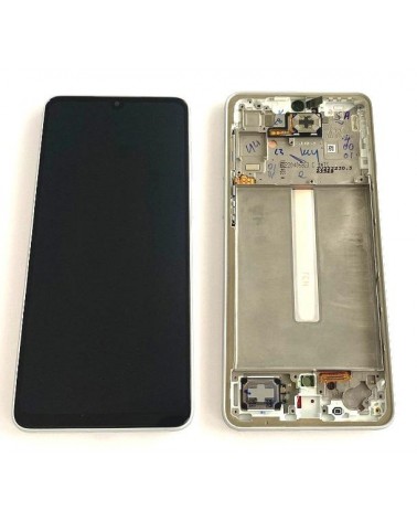 Pantalla LCD y Tactil con Marco Blanco Plata para Samsung Galaxy A33 5G A336B   Service Pack  