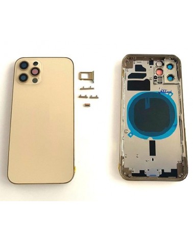 Capa ou chassis central para IPhone 12 Pro com tampa traseira - Ouro