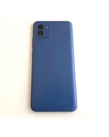 Capa traseira da bateria e da lente para Samsung Galaxy A03 A035 - Azul