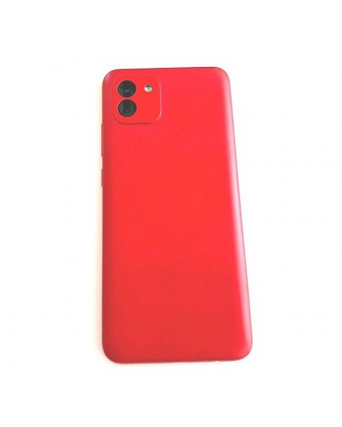 Capa traseira para bateria e lente para Samsung Galaxy A03 A035 - Vermelho