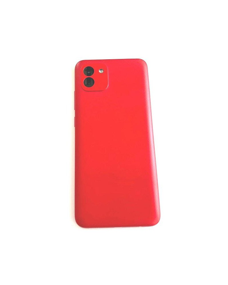 Capa traseira para bateria e lente para Samsung Galaxy A03 A035 - Vermelho