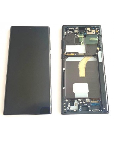 Pantalla LCD y Tactil con Marco Negro para Samsung Galaxy S22 Ultra SM-S908   Service Pack  