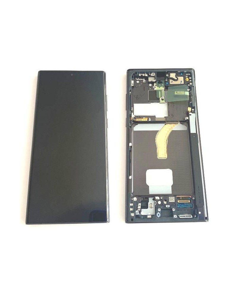Pantalla LCD y Tactil con Marco Negro para Samsung Galaxy S22 Ultra SM-S908   Service Pack  