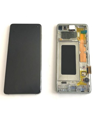 LCD e ecrã tátil com moldura branca para Samsung Galaxy S10 G973 G973F G973F Service Pack