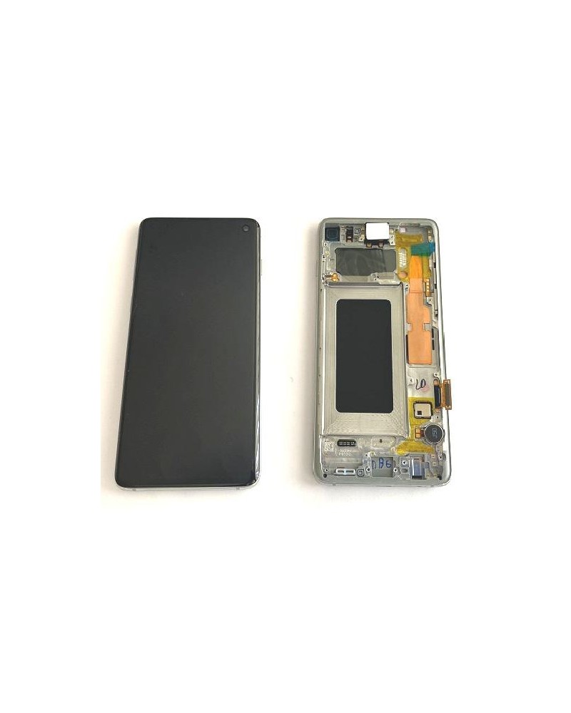 LCD e ecrã tátil com moldura branca para Samsung Galaxy S10 G973 G973F G973F Service Pack